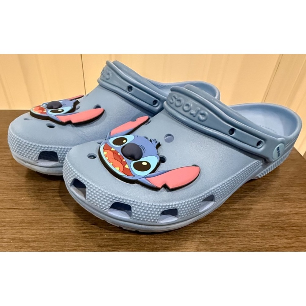 Crocs Disney Stitch M8 W10 Blue 3D Character Slip On Shoes Unisex